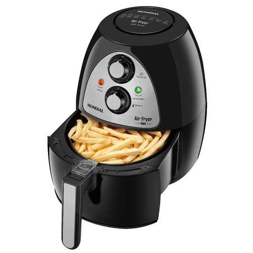 Fritadeira Sem Óleo Mondial, Family Inox-I – 4L, 220V, Preto, 1500W – NAF-03I-4L
