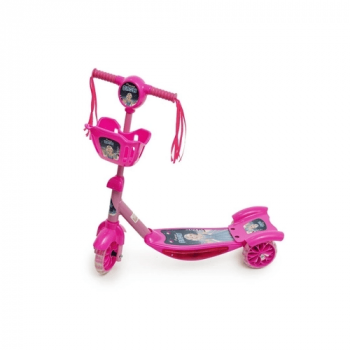 Patinete 3 Rodas Infantil Musical Com Luzes E Cesta Princesa Snow Rosa