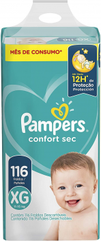 Fralda Pampers Confort Sec XG 116 Unidades, Pampers
