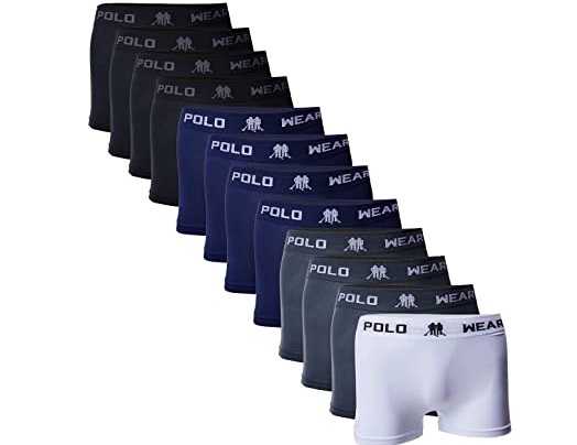 Kit 12 Cuecas Boxer, Polo Wear, Masculino