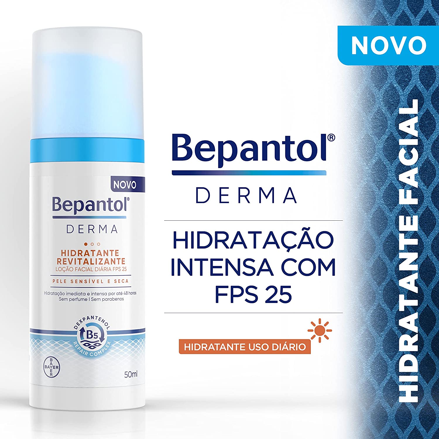 Bepantol Derma Hidratante Revitalizante Loção Facial Diária Fps 25 50Ml