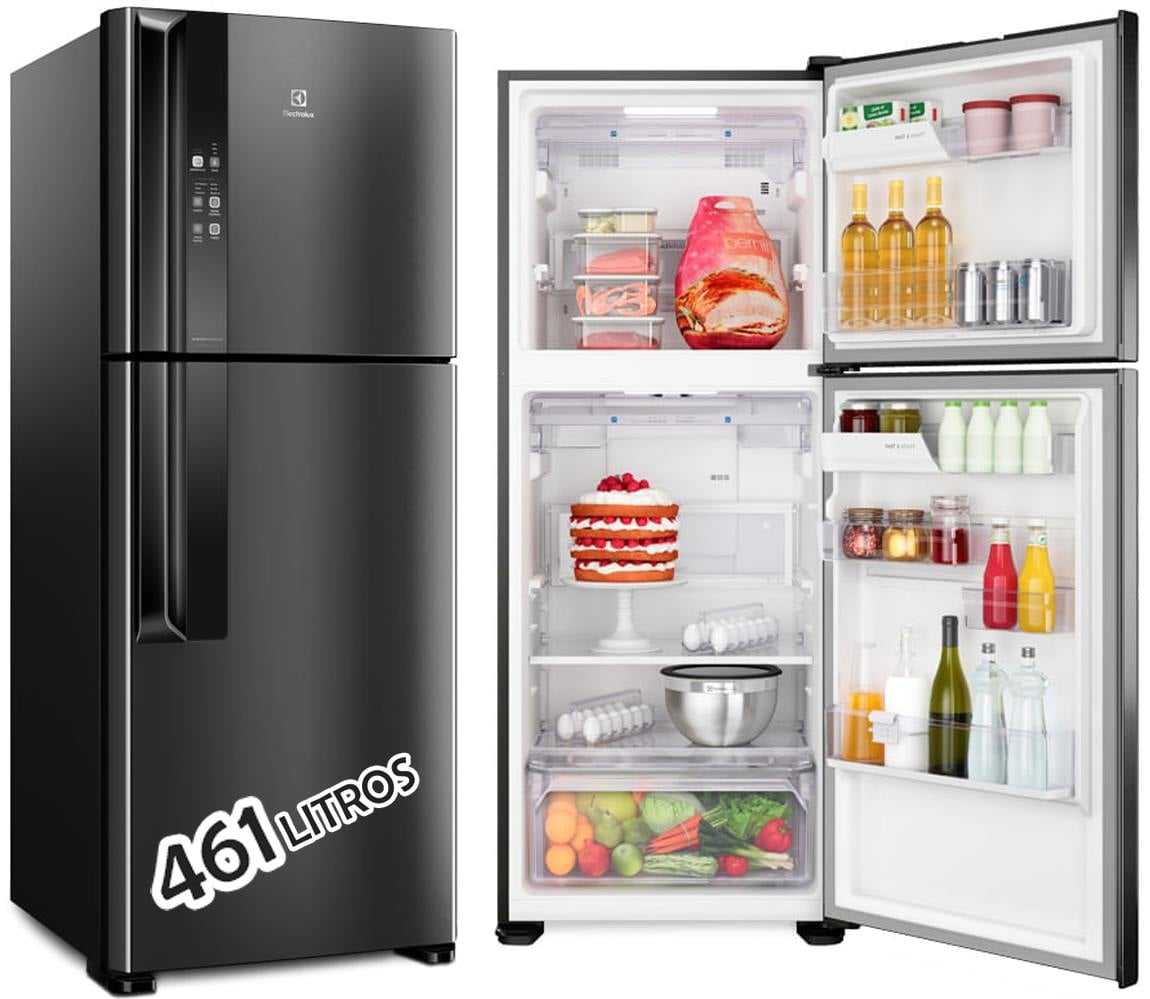 Geladeira Electrolux Top Freezer Frost Free Efficient Black Inox Look com Tecnologia Autosense (IF55B)