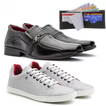 Kit Sapato Social e Sapatenis Casual Masculino + Carteira – homem social