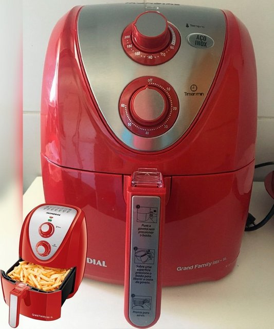 Fritadeira Sem Óleo Mondial Grand Family Inox Red – 5L, 1900W – AFN-50-RI
