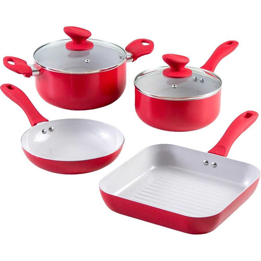 Jogo de Panelas Antiaderente  Julie 4 peças Vermelha – La Cuisine