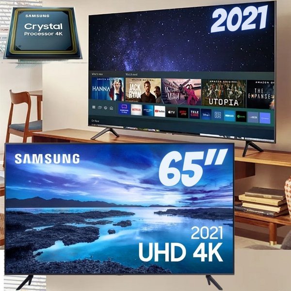 Samsung Smart Tv 65″ Uhd 4k 65au7700, Processador Crystal 4k, Tela Sem Limites, Visual Livre De Cabos, Alexa Built In.