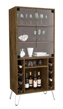 Cristaleira Scala com Porta Garrafas 2 Portas Madeira Rústica Móveis Bechara
