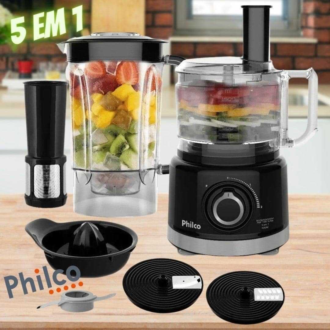 Multiprocessador de Alimentos Philco Preto – PMP1500P 5 em 1 900W