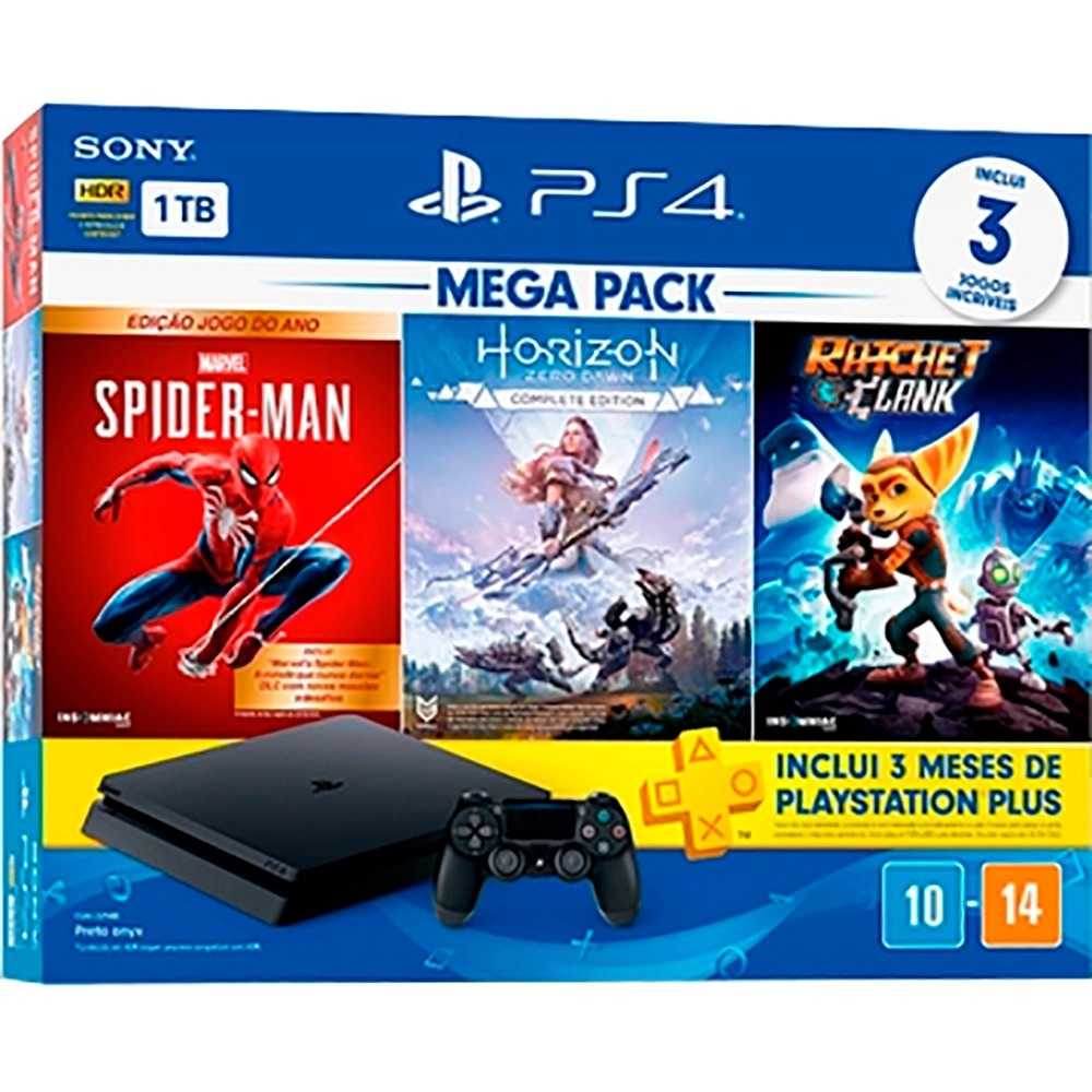 USADO: Console Playstation 4 Hits 1TB Bundle 15 – Games Spider-Man: Goty + Horizon Zero Dawn: Complete Edition + Ratchet&Clank