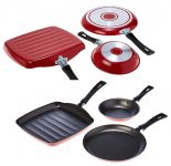 Conjunto 3 peças, Grill, Tapioqueira, Frigideira, Garlic, Vermelho, Brinox