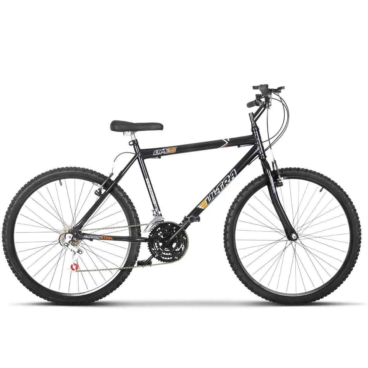 Bicicleta Aro 26 Masculina 18 Marchas Aço Carbono Ultra Bikes – Preto