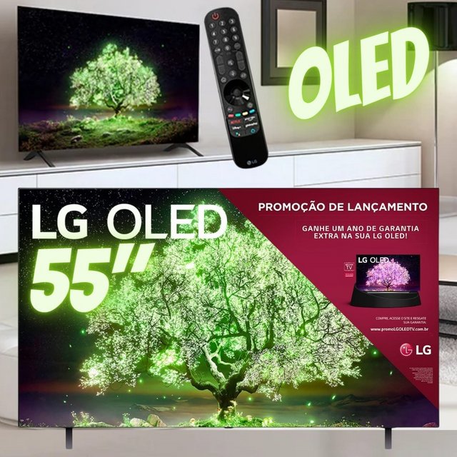 Smart TV 55″ LG 4K OLED 55A1 Dolby Vision IQ, Dolby Atmos, Inteligência Artificial ThinQ AI, Google, Alexa – 2021