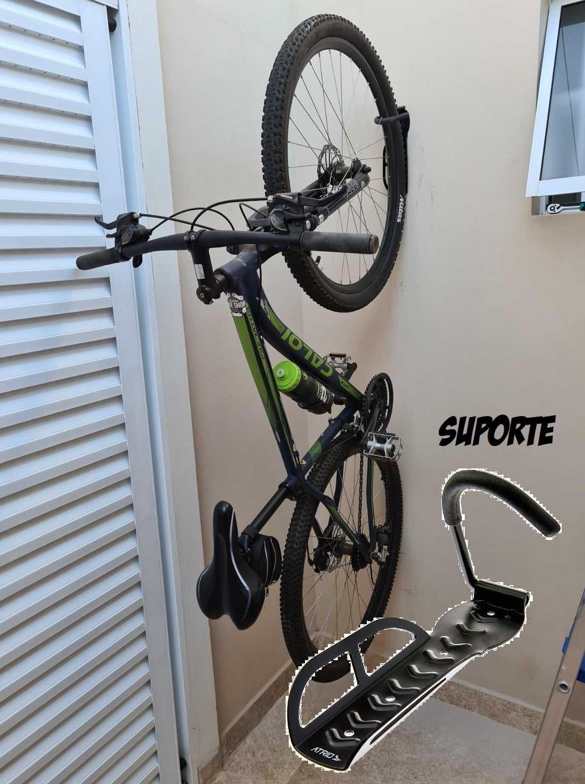 Suporte de Parede Atrio para Bicicleta até 20Kg com Gancho Acolchoado Material em Aço e Borracha Preto – BI054