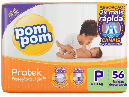 Fralda Pom Pom Protek Proteção de Mãe Mega – P 56 Unidades
