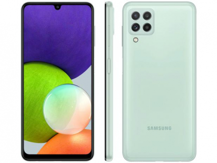Smartphone Samsung Galaxy A22 128GB Verde 4G – 4GB RAM Tela 6,4” Câm. Quádrupla + Selfie 13MP