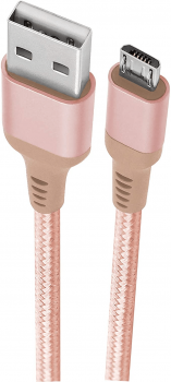 Cabo micro usb, nylon trançado, 1MT, Rose Gold, ESMIRG, Geonav