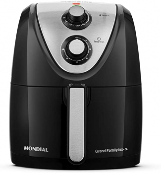 Fritadeira Sem Óleo Mondial, Grand Family Inox – 5L, 220V, Preto, 1900W – AFN-50-BI