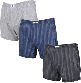 Kit 3 Cuecas Samba Canção Listrada com abertura frontal malha mista algodão e poliéster Keeper