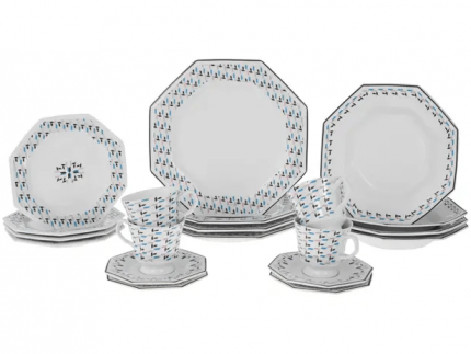 Aparelho de Jantar 20 Peças Porcelana Schmidt – Octogonal Mantiqueira