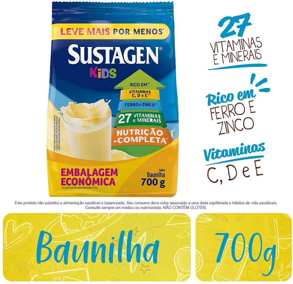 Complemento Alimentar Sustagen Kids Sabor Baunilha – Sachê 700g