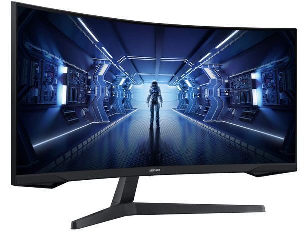 Monitor Gamer Curvo Samsung Odyssey 34″, Ultra WQHD, 165Hz, 1ms, tela ultrawide, HDMI, Display Port, Freesync Premium, preto, série G5 LC34G55TWWLXZD