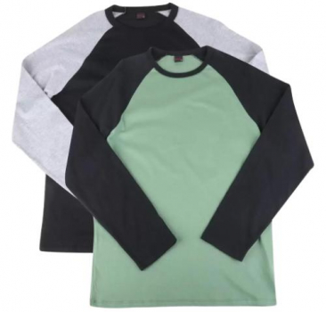 Kit 2 Camisetas Manga Longa Básicos Raglan Masculina