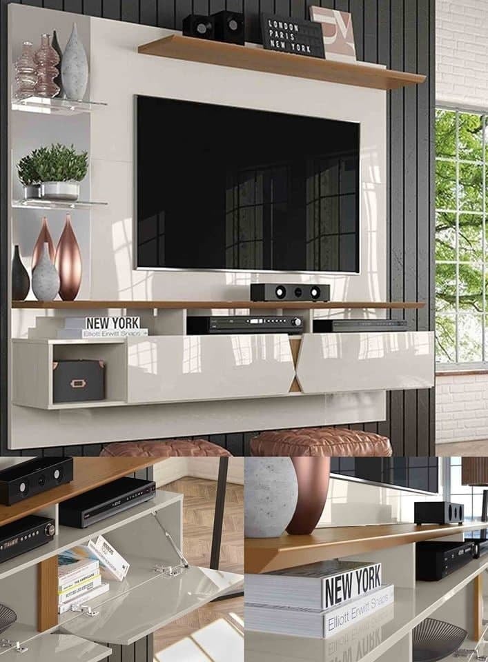 Painel para TV até 55 polegadas Intense Lukaliam Off White / Damasco