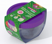 Conjunto com 3 Potes Plástico com Tampa Hermética, 400ml/165ml/70ml, Roxo ou Vermelho/Amarelo/Verde, Sanremo