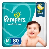 Fralda pampers confort sec tamanho M com 80 unidades