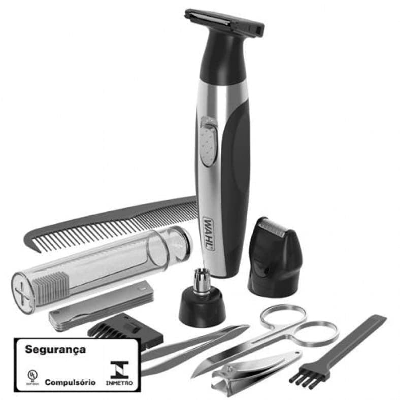 Kit Aparador de Pelos Wahl Clipper Travel 3 em 1 5604-208 Sem Fio Cinza/Preto – à Pilha
