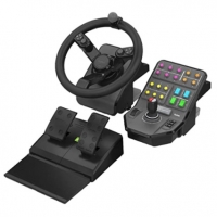 Volante de Simulação, Pedais e Deck de Controle do Painel Lateral Heavy Equipment Bundle, Logitech G