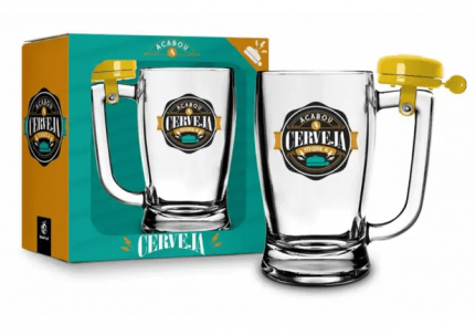 Caneca Chopp Vidro Sino Campainha Personalizado Vidro 340ml – Brasfoot