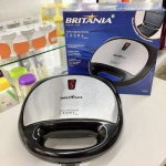 Sanduicheira e grill, Crome inox, Preto, 110V, Britânia