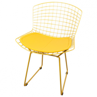 Cadeira Bertoia de Aço Amarela