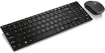 Multilaser Teclado E Mouse Sem Fio 2.4 Ghz Multimídia Usb Slim – TC202, Preto