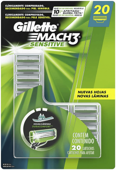 Carga para Aparelho de Barbear Gillette Mach3 Sensitive – 20 unidades