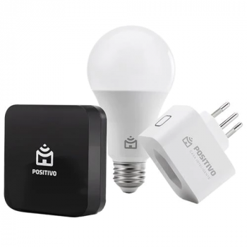 Kit Casa Conectada Positivo com Smart Controle Universal, Smart Lâmpada Wi-Fi e Smart Plug Wi-Fi – 3 Peças