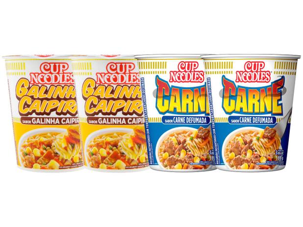 Kit Macarrão Instantâneo Cup Noodles com – 2 Unidades Galinha Caipira + 2 Unidades Carne