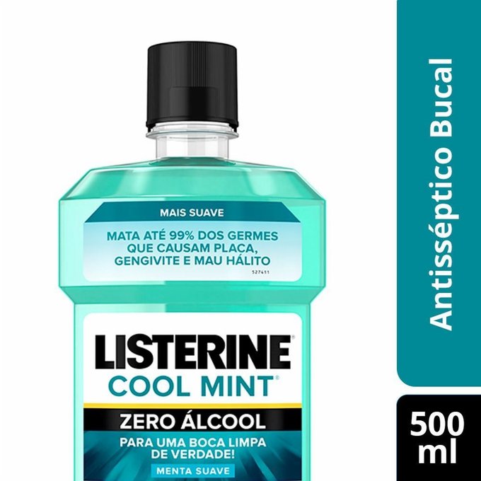 2 Un. Enxaguatório Bucal Zero, Listerine, 500ml