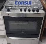 Fogão Consul 5 bocas cor Inox com botões removíveis