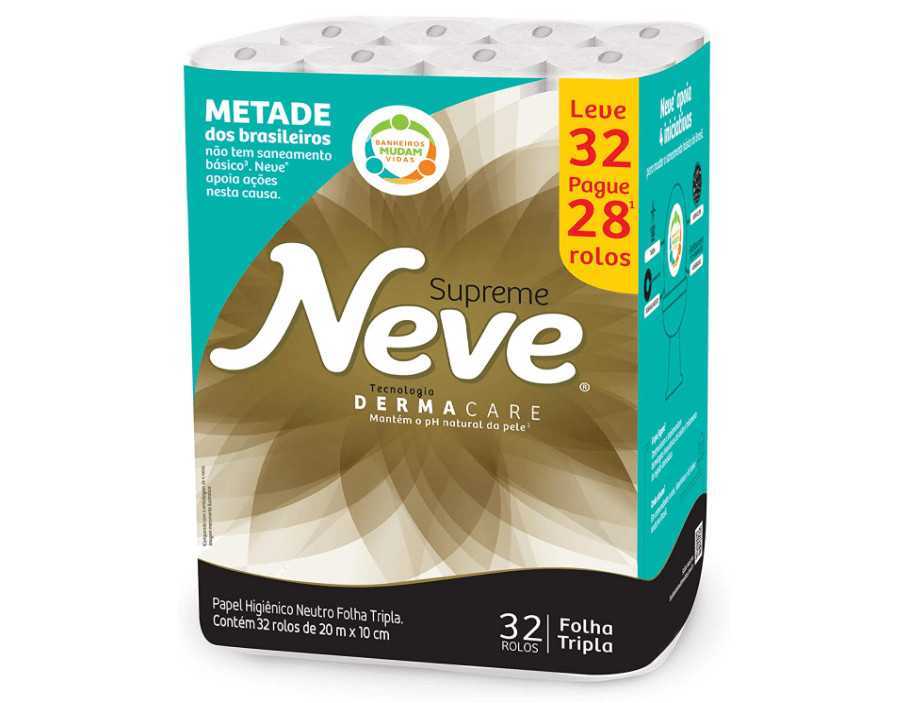 Papel Higiênico Neve Supreme Leve 32 Pague 28-32 Rolos, Neve, Preto