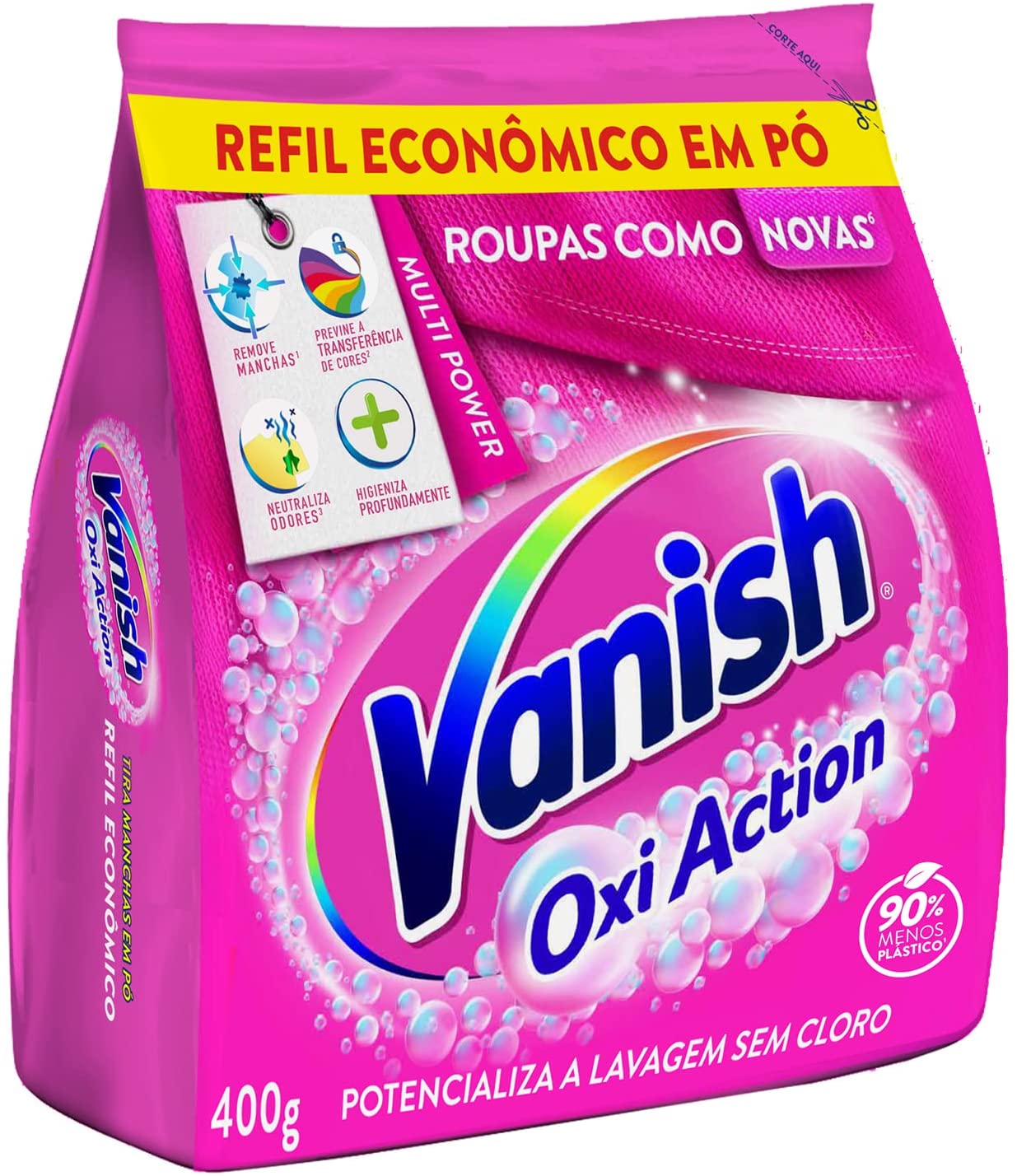 Tira Manchas em Pó Vanish Multi Power Oxi Action 400g Refil Econômico para roupas coloridas