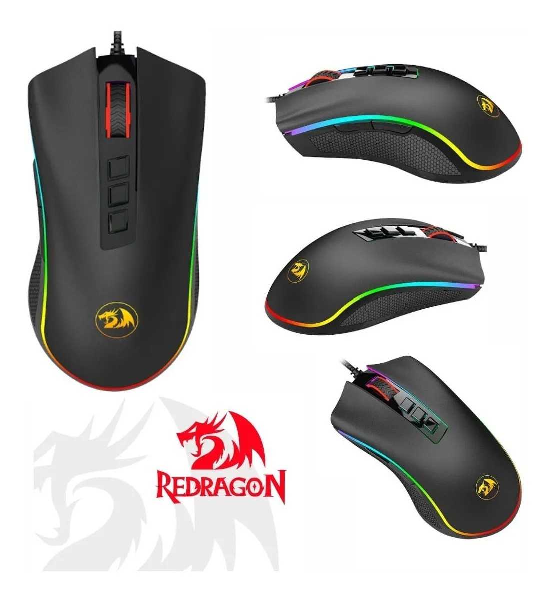 Mouse Gamer Redragon Cobra rgb, 7 Botões, 10000DPI, M711, Preto