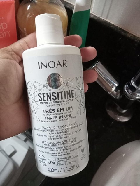 Inoar Creme De Limpeza Capilar Sensitine 3 Em 1, 400ml