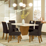 Mesa de Jantar 6 Lugares Retangular Tampo de Vidro – Henn Gabriela