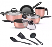 Jogo de Panelas Elegan com Tampa Vidro 8 Peças- Rosa