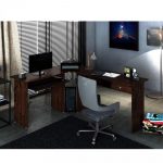 Mesa para Escritório em L 1 Gaveta Max Zanzini Jacarandá