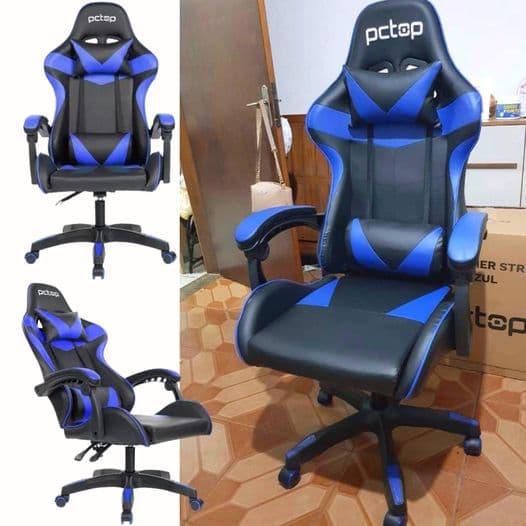 Cadeira Gamer PCTop Azul Strike 1005 na Magazine Luiza