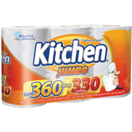 Papel Toalha Kitchen Jumbo Folha Dupla Pack com 3 rolos de 110 unidades de 19x20 cm cada na Amazon