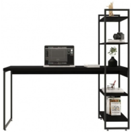 Escrivaninha com Estante Studio Preta 146cm na Mobly